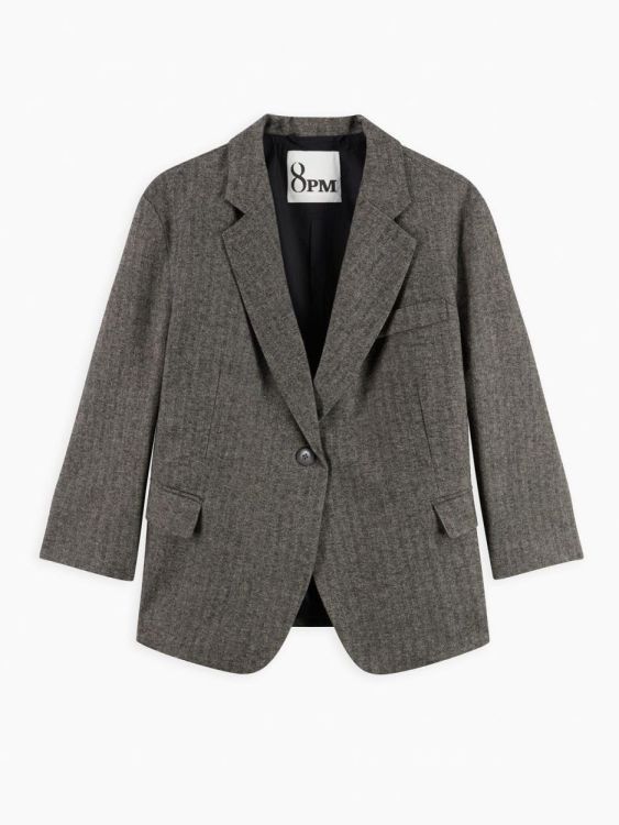 8 PM Blazer Oversized Haringbone (TUFTS-367GREY) - UNO Knokke