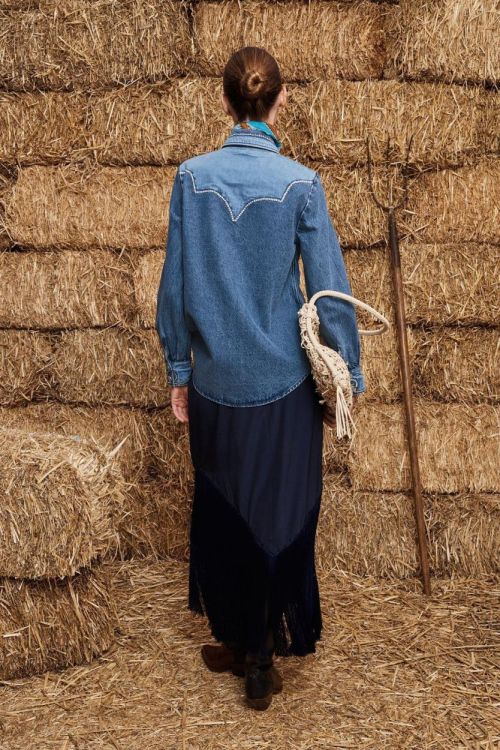 Alémais Blouse Denim Broderie (JESSE-8095T-BLUE) - UNO Knokke