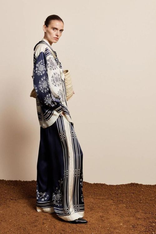 Alémais Pant Wide Silk Print (BANDERRA-8071P-INK) - UNO Knokke