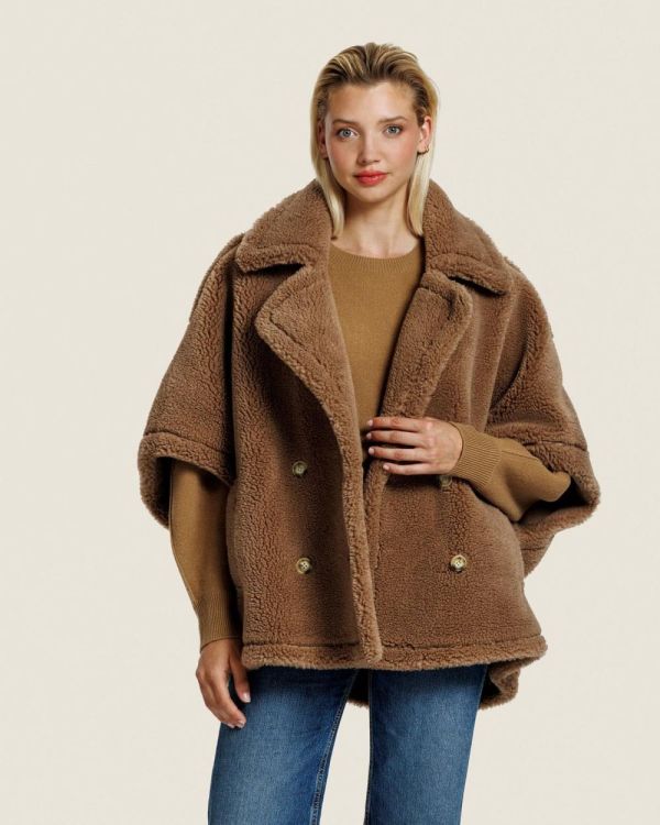 Alter-Ego Cape MM Double Breasted (JAGGERW662-CAMEL) - UNO Knokke