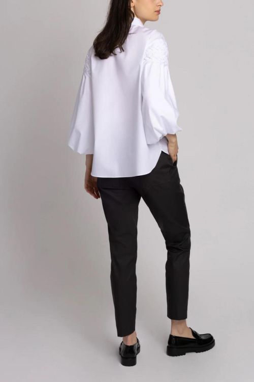 Armargentum Blouse Balloon Shoulder Smog (MARINA-080ALBAWHITE) - UNO Knokke