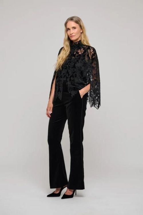 Dea Kudibal Cape With Buttons (AMINA-8037BLACKEMBROIDERY) - UNO Knokke
