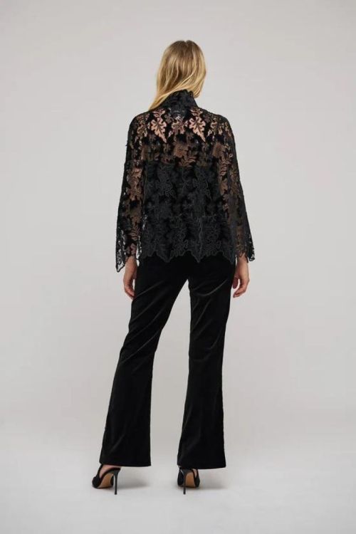 Dea Kudibal Cape With Buttons (AMINA-8037BLACKEMBROIDERY) - UNO Knokke