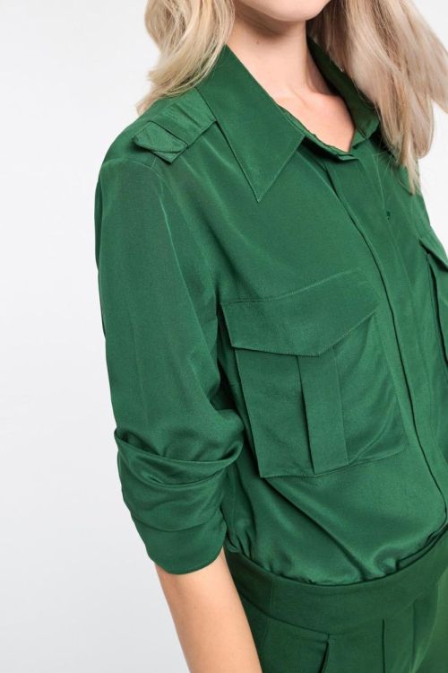 Dorothee Schumacher Blouse Silk Pocket (849016-567GRASSGREEN) - UNO Knokke