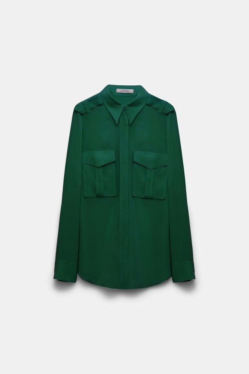 Dorothee Schumacher Blouse Silk Pocket (849016-567GRASSGREEN) - UNO Knokke