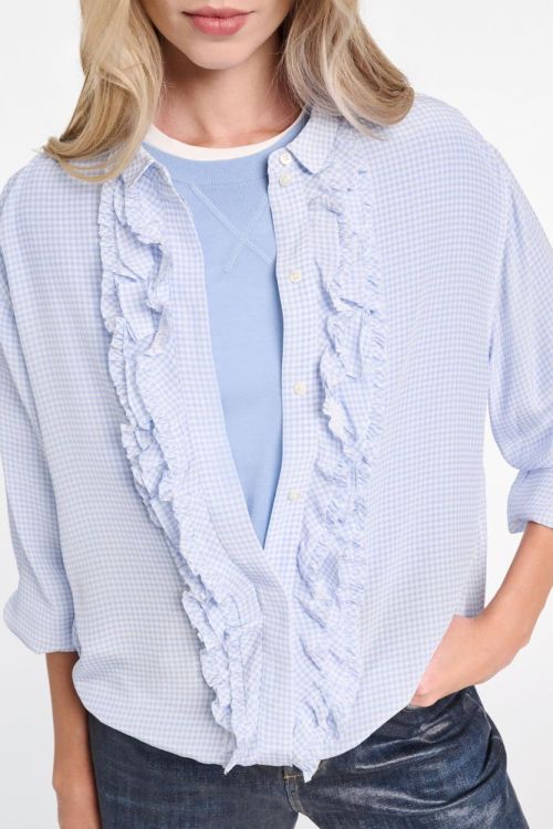 Dorothee Schumacher Blouse Vichy  Ruffles (849106-018BLUEVICHY) - UNO Knokke