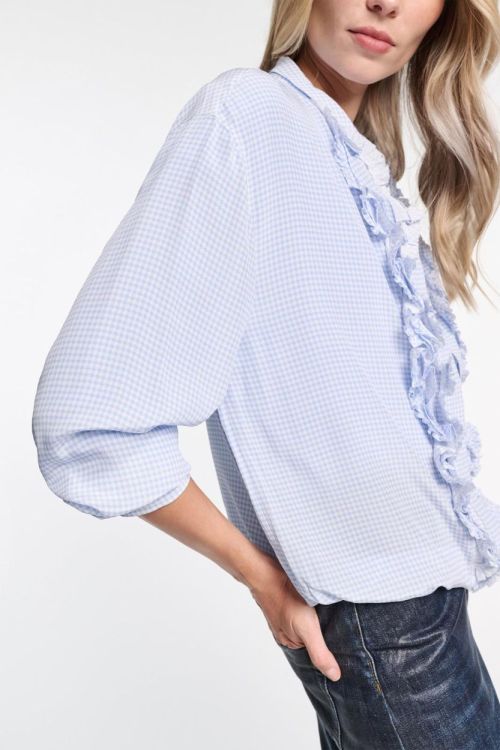 Dorothee Schumacher Blouse Vichy  Ruffles (849106-018BLUEVICHY) - UNO Knokke