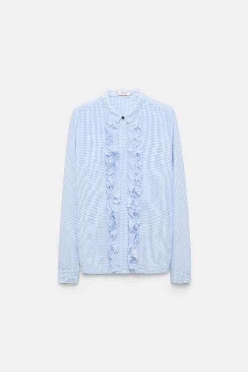 Dorothee Schumacher Blouse Vichy  Ruffles (849106-018BLUEVICHY) - UNO Knokke