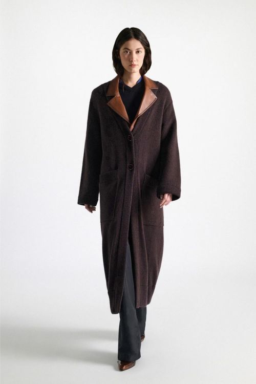 Dorothee Schumacher Cardigan Coat Leather Collar (616302-786) - UNO Knokke