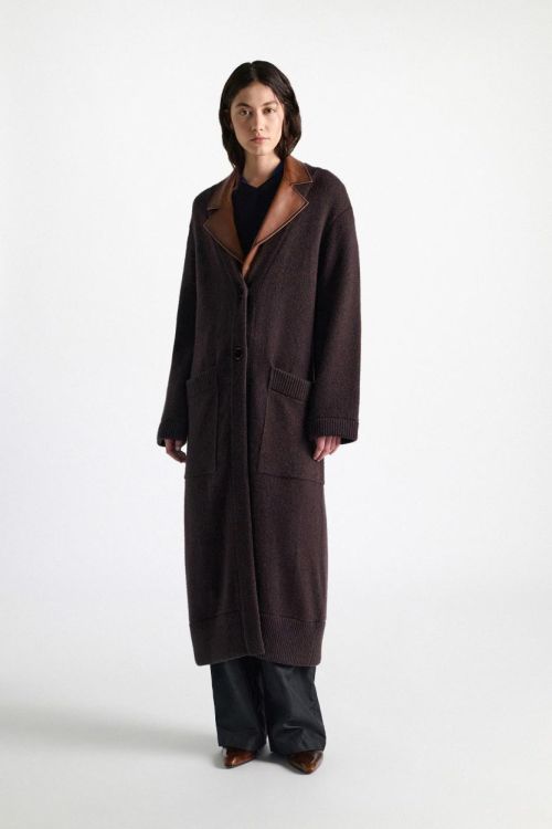 Dorothee Schumacher Cardigan Coat Leather Collar (616302-786) - UNO Knokke