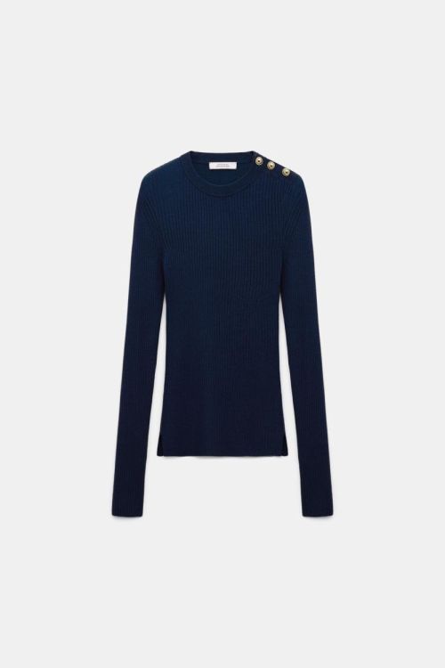 Dorothee Schumacher Ribknit Pull Button (810301-889MIDNIGHTBLUE) - UNO Knokke