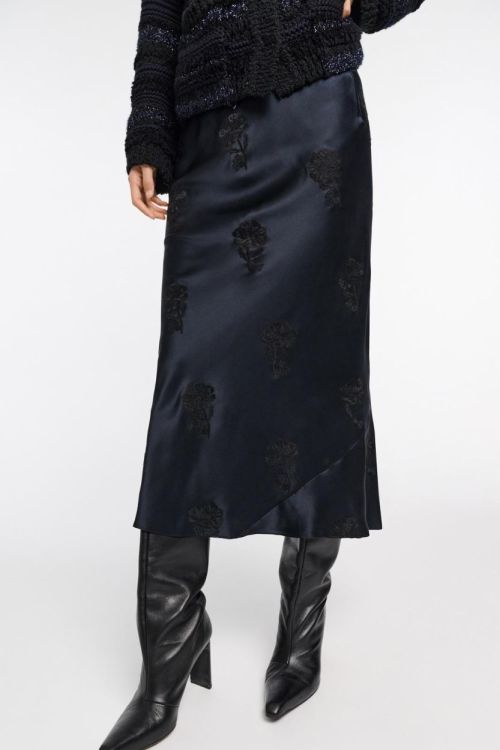 Dorothee Schumacher Skirt Satin Embroidery (849205-089NAVY) - UNO Knokke