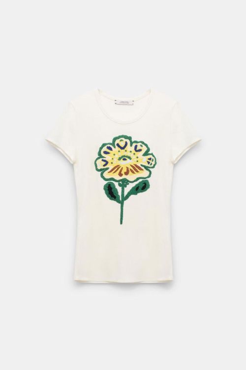 Dorothee Schumacher T-Shirt Embroided Flower (825002-025LIGHTYELLOW) - UNO Knokke