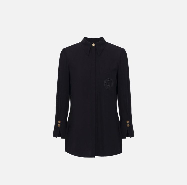 Elisabetta Franchi Blouse 3/4 Sleeve Logopocket (CA091-110) - UNO Knokke