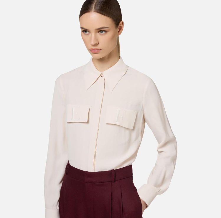 Elisabetta Franchi Blouse Double Pocket Initials (CA088-CI4) - UNO Knokke