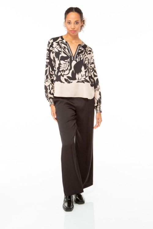 Ivi Collection Blouse Silk Leaveprint (25301036-1645) - UNO Knokke