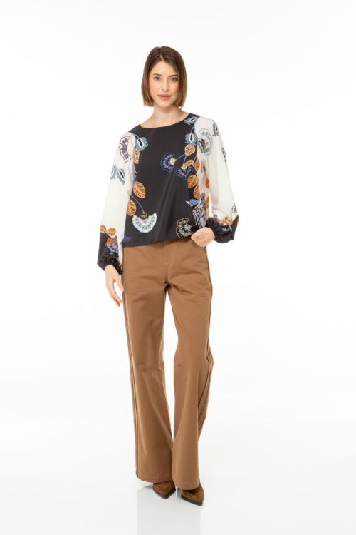 Ivi Collection Blouse Silk RDC Printed Leaves (25301019-276) - UNO Knokke
