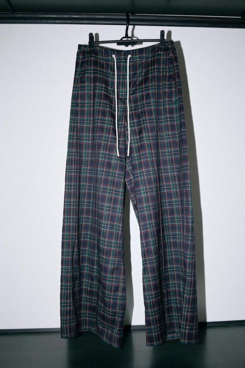 Johny Pant Wide Check (KYRA-GREENNAVY) - UNO Knokke