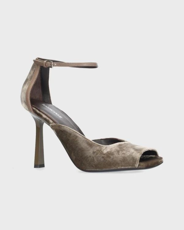 Lolacruz Pump Velvet (010Z70BK-TRUFFLE) - UNO Knokke
