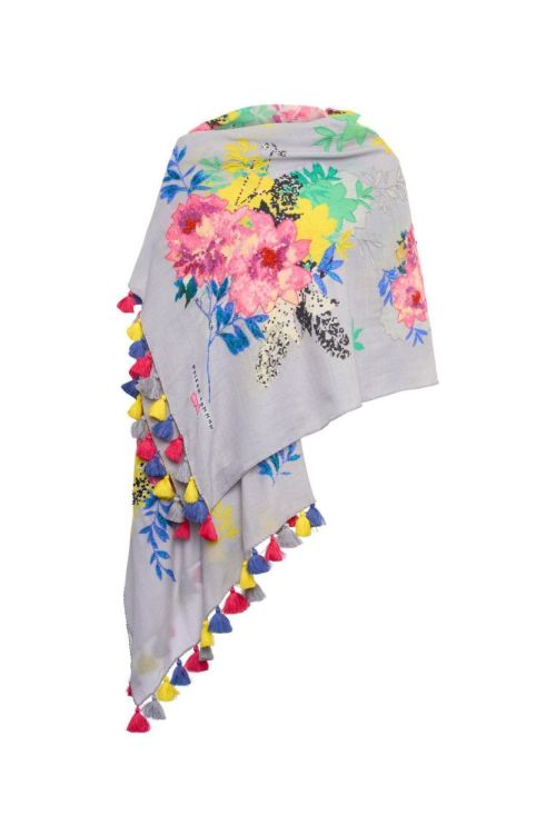 Maison Common Scarf Embroidery Flower (5904-725-410LIGHTGREY) - UNO Knokke