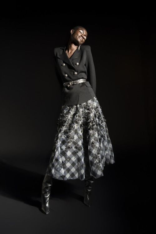 Maison Common Skirt Tulle Check Embroidery (5341-524-800BLACK) - UNO Knokke