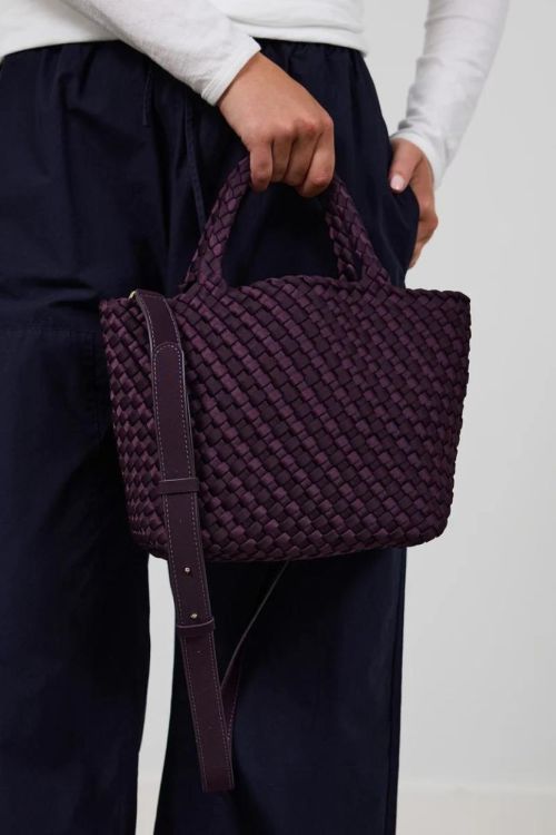 Marrea Midi Satin Stripe (22321077-AUBERGINE) - UNO Knokke
