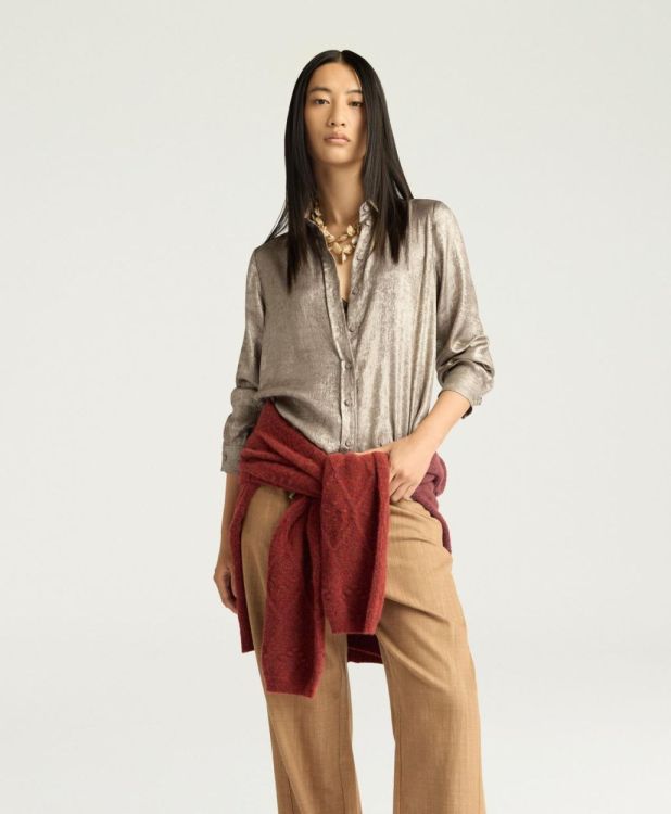 Momoni Blouse Metallic Gold (ARLES-0280ORO) - UNO Knokke