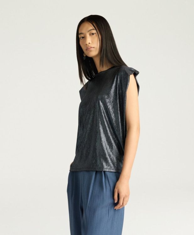 Momoni T-Shirt Metallic  (IVY-0770PETROLIO) - UNO Knokke