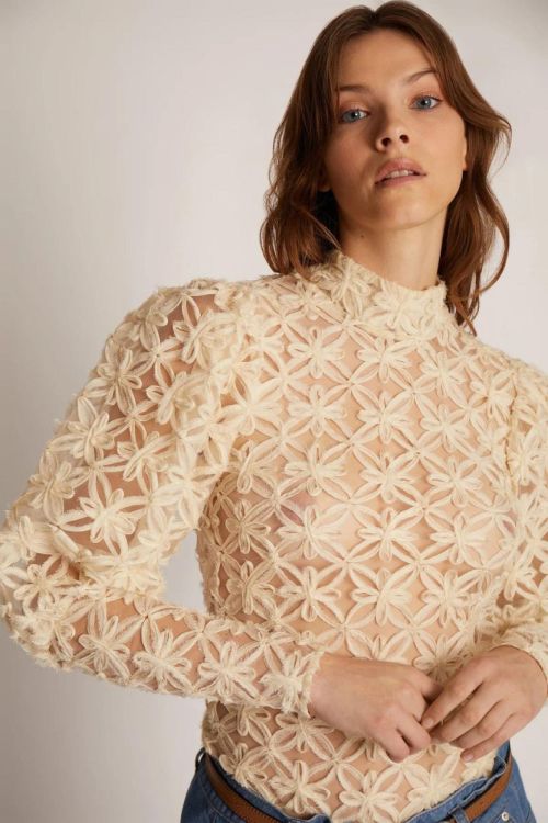 Munthe Blouse Leaves See Thru (THIKI-54CREME) - UNO Knokke