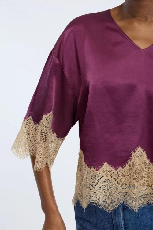 Munthe Blouse Silk Dentelle (CAFIRA-72PLUM) - UNO Knokke