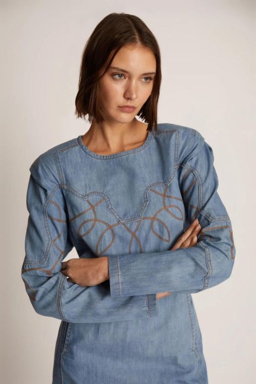 Munthe Jeansdress Embroidery (TASLA-36BLUE) - UNO Knokke