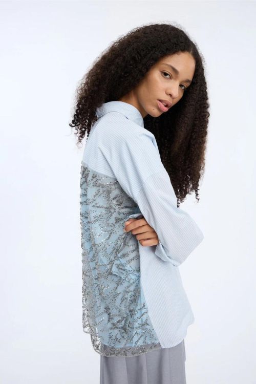 Munthe Shirt Stripe Strass Back (VONTARIO-336STRIPEBLUE) - UNO Knokke
