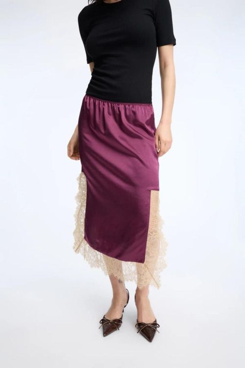 Munthe Skirt Silk Dentelle (CHLOA-72PLUM) - UNO Knokke