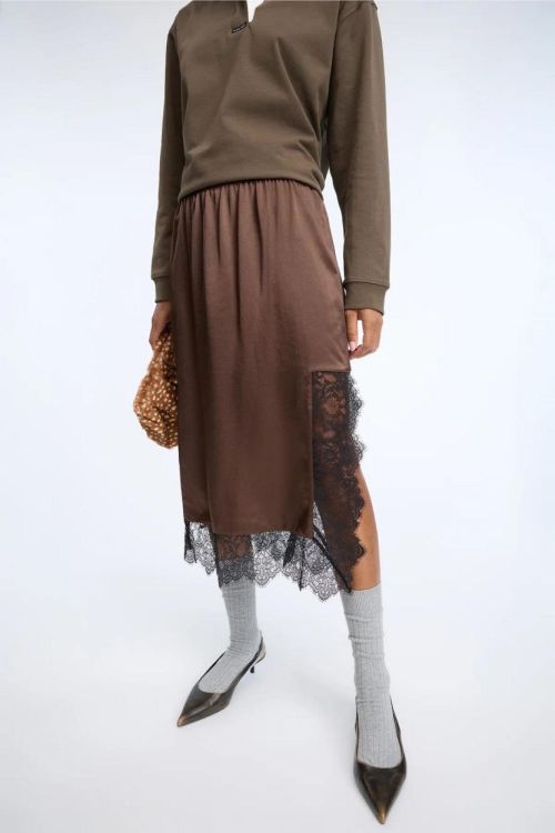 Munthe Skirt Silk Dentelle (CHLOA-4BROWN) - UNO Knokke