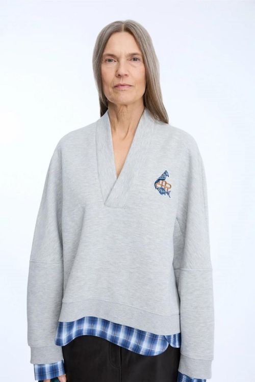 Munthe Sweater V Shirtdetail (NASH-80LIGHTGREY) - UNO Knokke