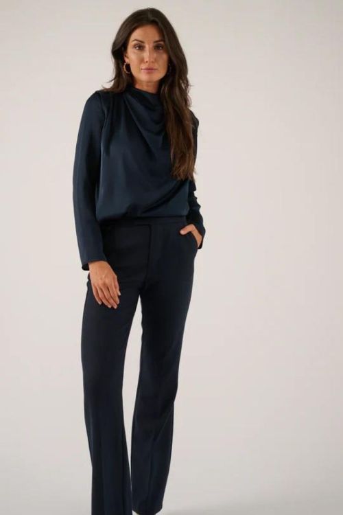 Oscar the collection Blouse Drappage Satin (TULLAH-MIDNIGHTBLUE) - UNO Knokke