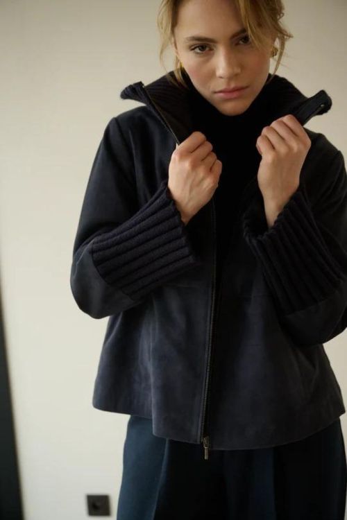 Oscar the collection Jacket Whool Suede (NATE-MIDNIGHTBLUE) - UNO Knokke
