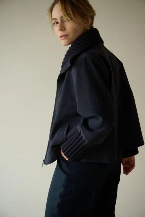 Oscar the collection Jacket Whool Suede (NATE-MIDNIGHTBLUE) - UNO Knokke