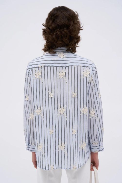 Paul & Joe Shirt Embroided Strass Flower  (FLEURIE-BLEU) - UNO Knokke