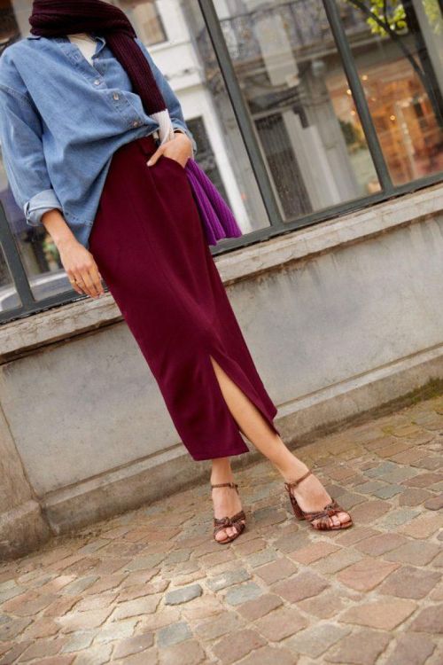 Studio Clique Skirt Pencil Crèpe (ALEXINE-AUBERGINE) - UNO Knokke